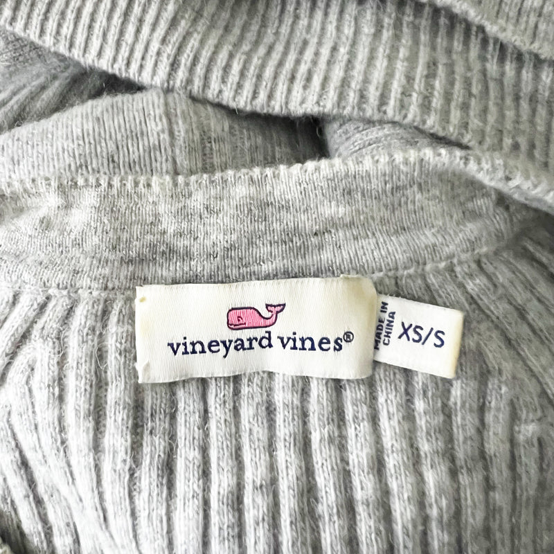 Vineyard Vines Alpaca Wool Ribbed Knit Sweater Poncho Crew Neck Pullover Gray