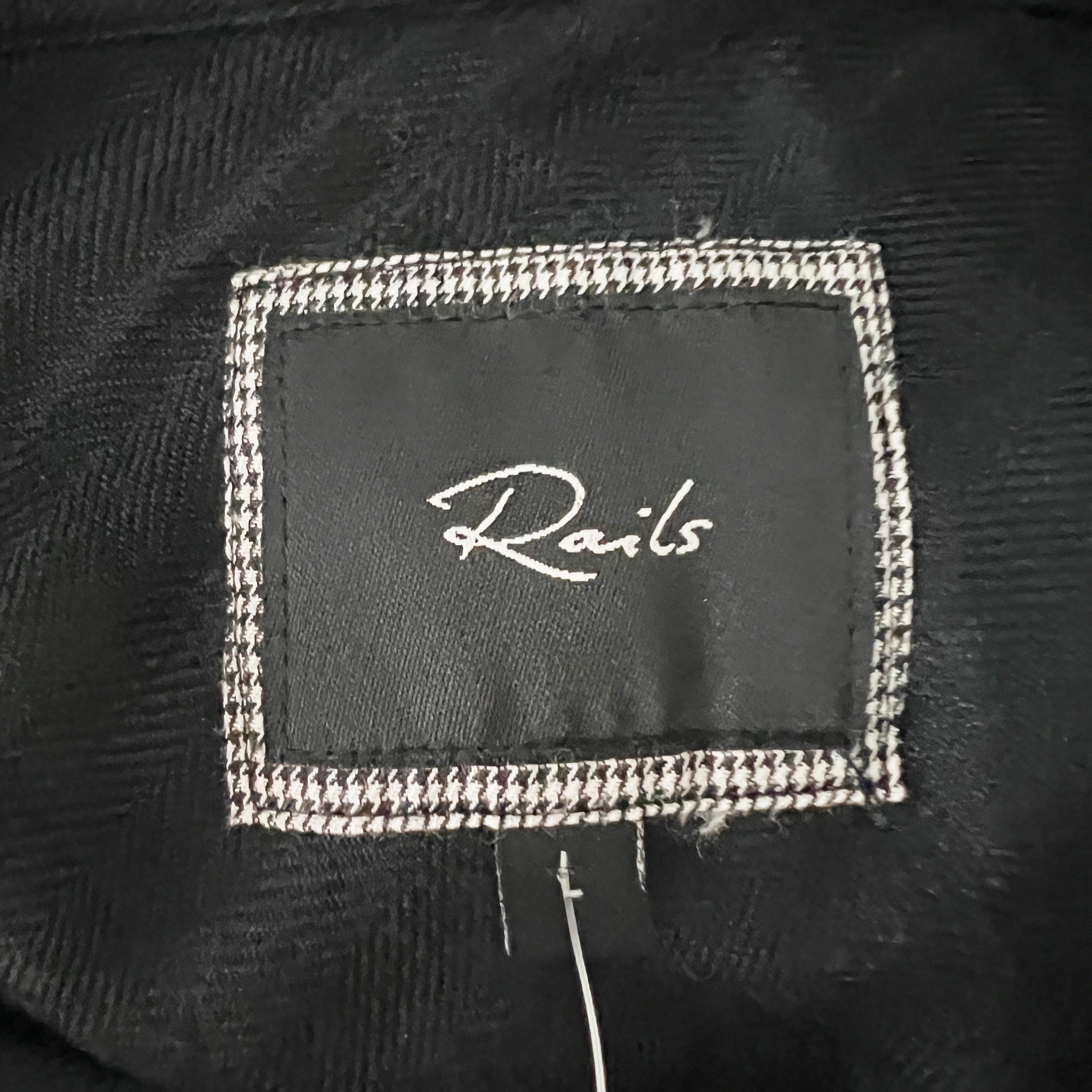 NEW Rails Pat Plaid Fringe Tassel Hem Collared Button Front Shirt Dress Black L