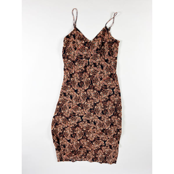 Nili Lotan x Target Brown Multicolor Paisley Print Pattern Mini Slip Dress S