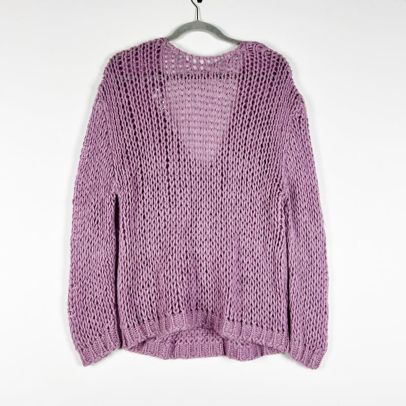 Essentiel Antwerp Made In Italy Mohair Blend Purple Knit Crochet Sweater Small