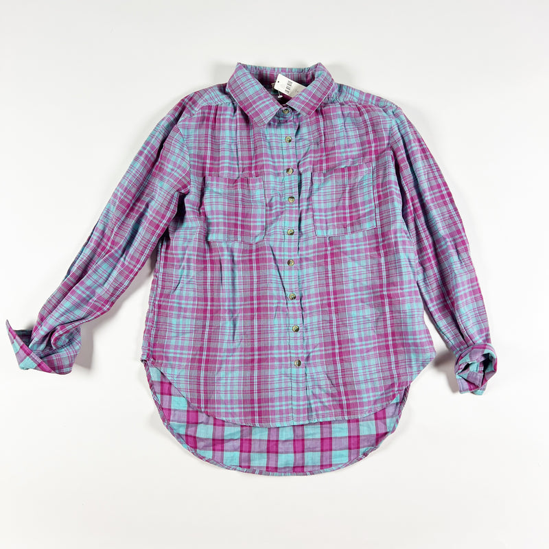 NEW Seen Worn Kept Anthropologie Romy Relaxed Plaid Button Front Collared Blouse
