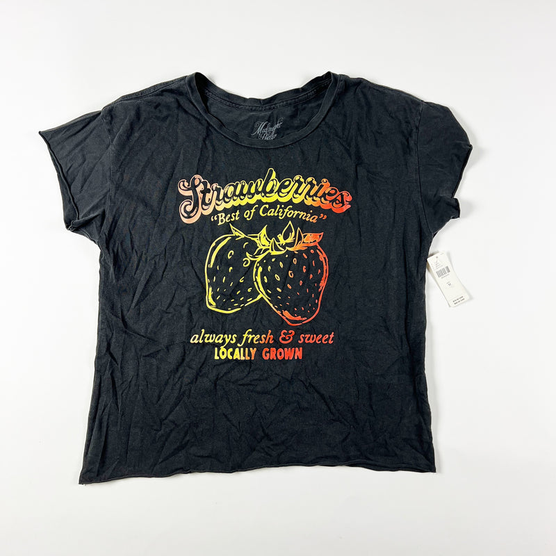 NEW Midnight Rider Anthropologie California Strawberries Graphic Print Tee Shirt