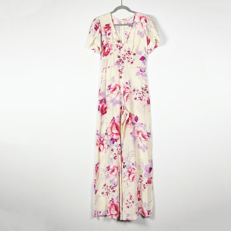 Jill Stuart Collection Silk Chiffon Floral Flower Print Pattern Jumpsuit Jumper