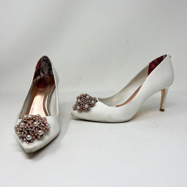 Ted Baker Dahrlin Pearl Jewel Crystal Satin Embellished  Pointed Toe Pump Heels