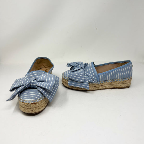 Sam Edelman Ciara Espadrille Woven Braided Platform Bow Flats Shoes Blue 6