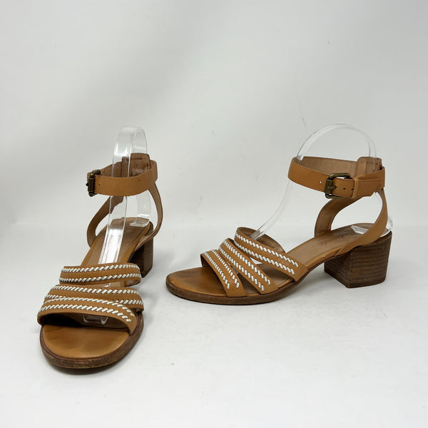 Madewell The Lily Whipstitch Genuine Leather Block Heel Open Toe Sandals Shoes