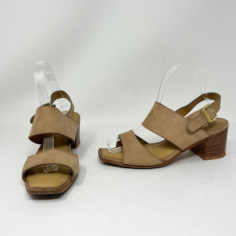 Adelante The Serena Handcrafted Genuine Leather Open Toe Block Heel Sandals Shoe