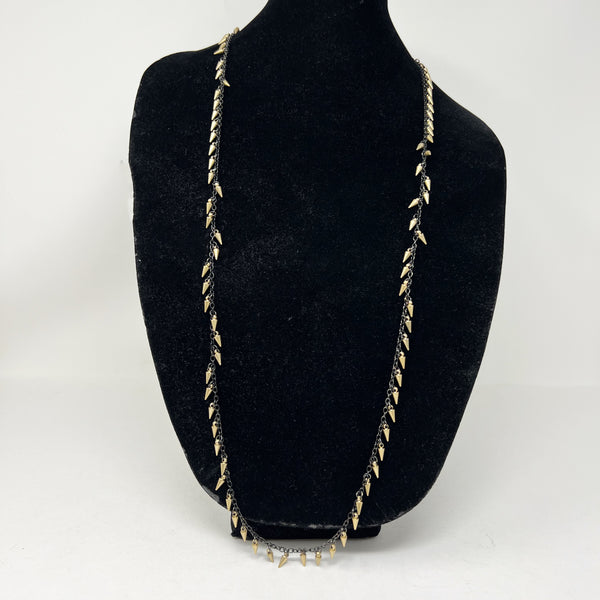 Marc Jacobs Faux Gold Black Dainty Spike Long Chain Layering Necklace