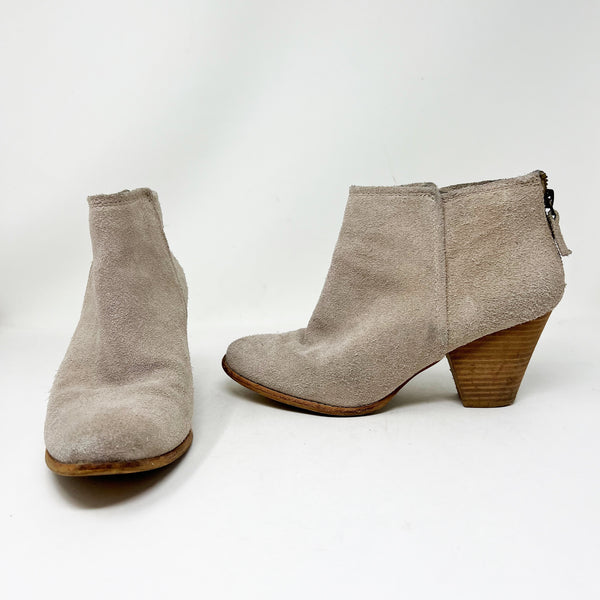 Splendid Genuine Suede Leather Stacked Wood High Heel Ankle Booties Shoes 8.5