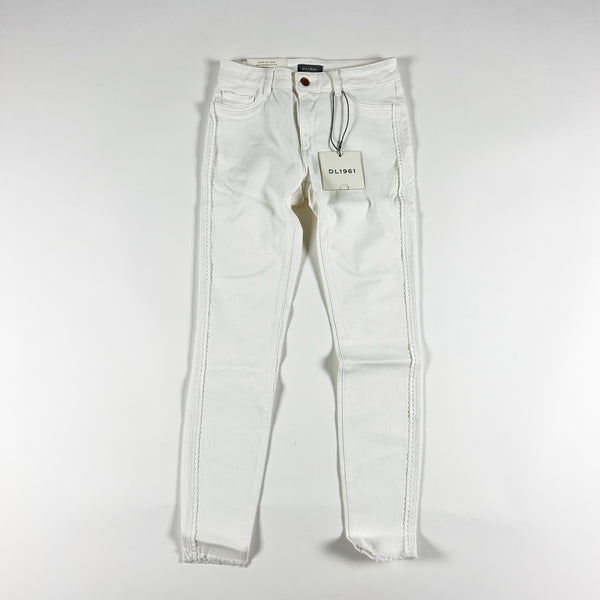 NEW DL1961 Florence Ankle Cotton Stretch Skinny Denim Jeans Milk White Wash 26