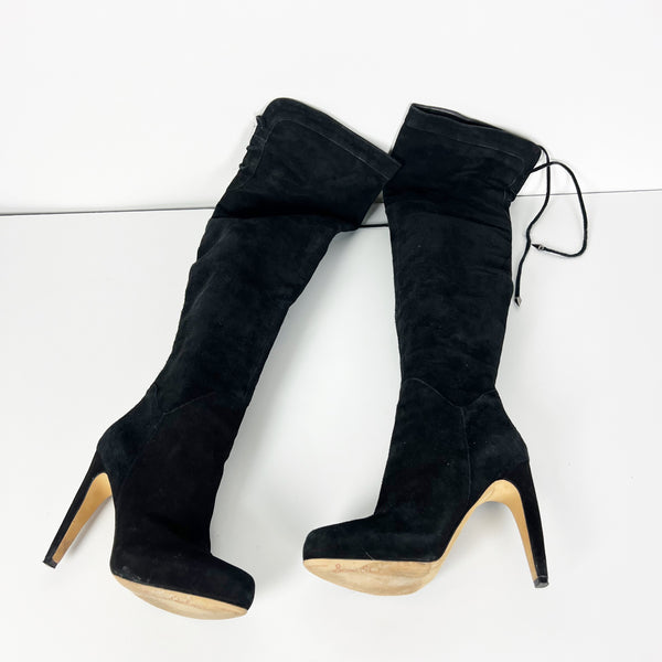 Sam Edelman Kayla Genuine Suede High Heel Over The Knee Black Boots Shoes 5