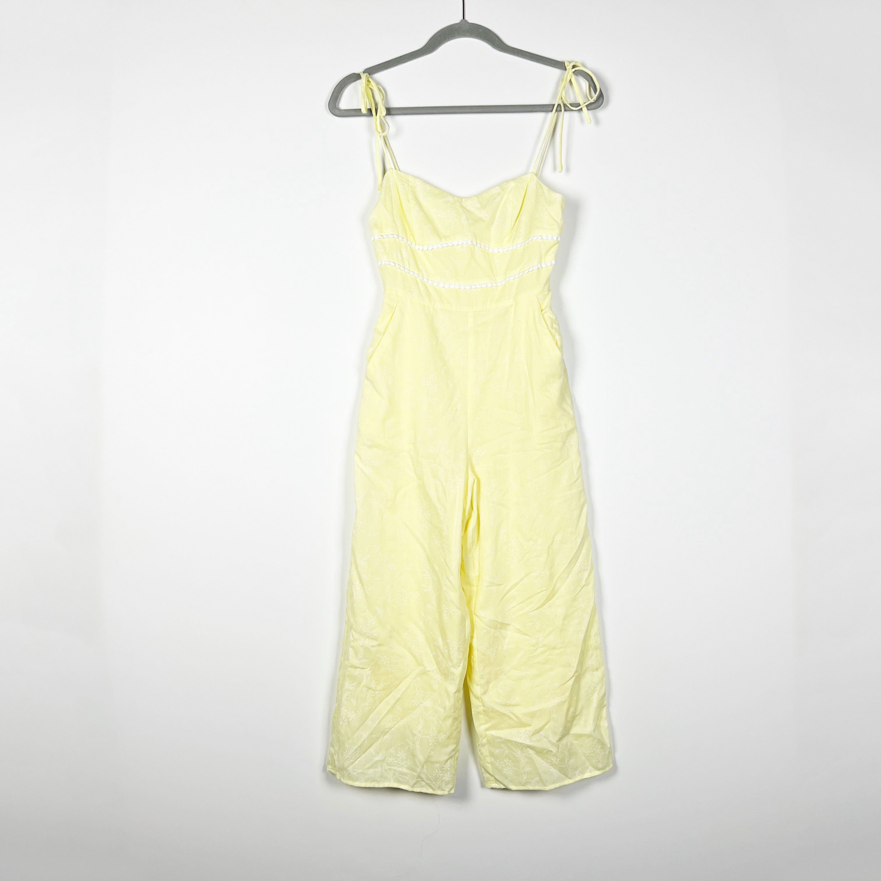 Majorelle Portman Cotton Lightweight Tie Shoulder One Piece Jumpsuit Baby Yellow