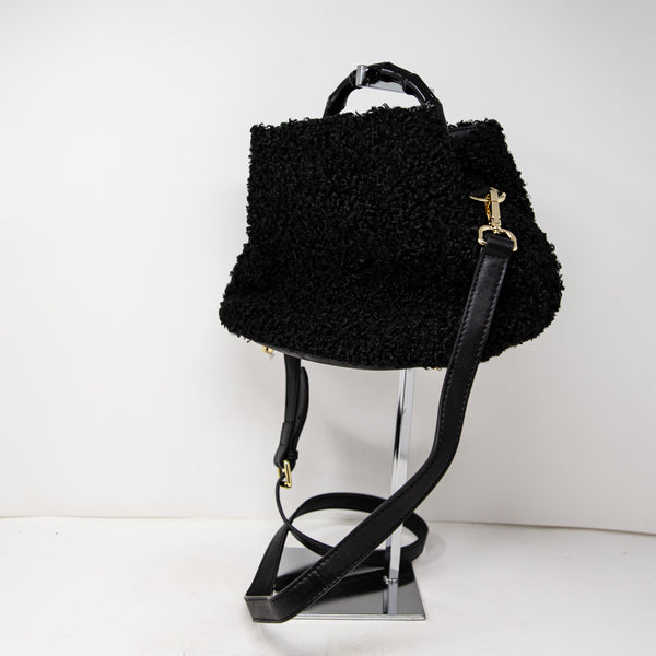 J. McLaughlin Mini Fiona Faux Vegan Fur Shearling Top Handle Crossbody Handbag