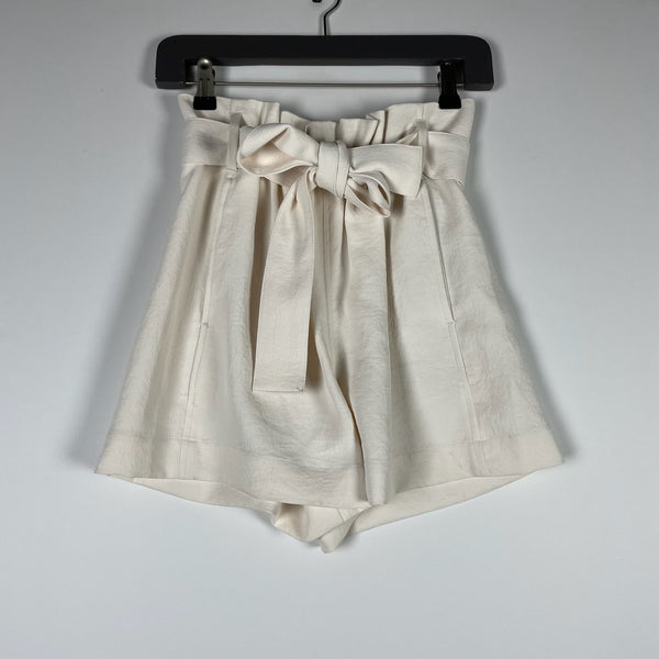 Wilfred Aritzia Paperboy High Waisted Belted Pull On Mini Shorts Light Birch 0