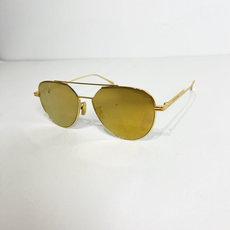 Bottega Veneta BV1013SK Gold Metallic Frame Over Size Aviator Sunglasses