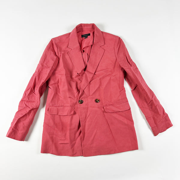Zara Linen Blend Collared Double Breasted Structured Blazer Jacket Light Pink 2