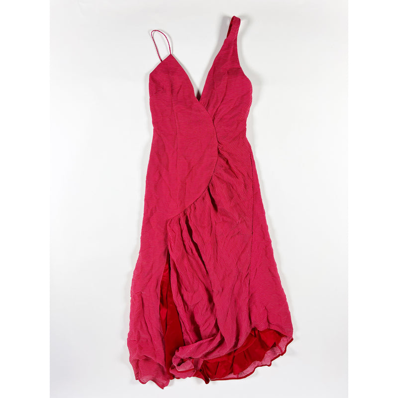 NEW Keepsake Boundaries Asymmetrical Hem Ruffle Midi Dress Scarlet Red S