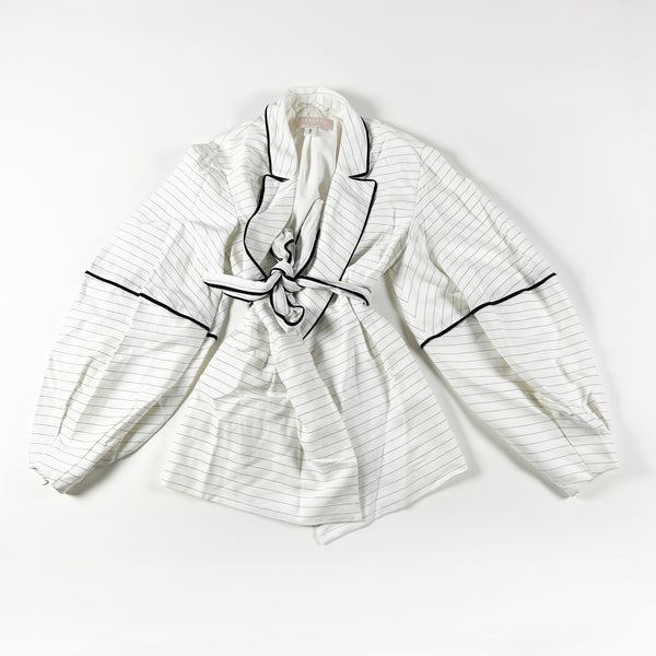 Keepsake The Label Tercel Black White Stripe Oversize Sleeve Belted Jacket S
