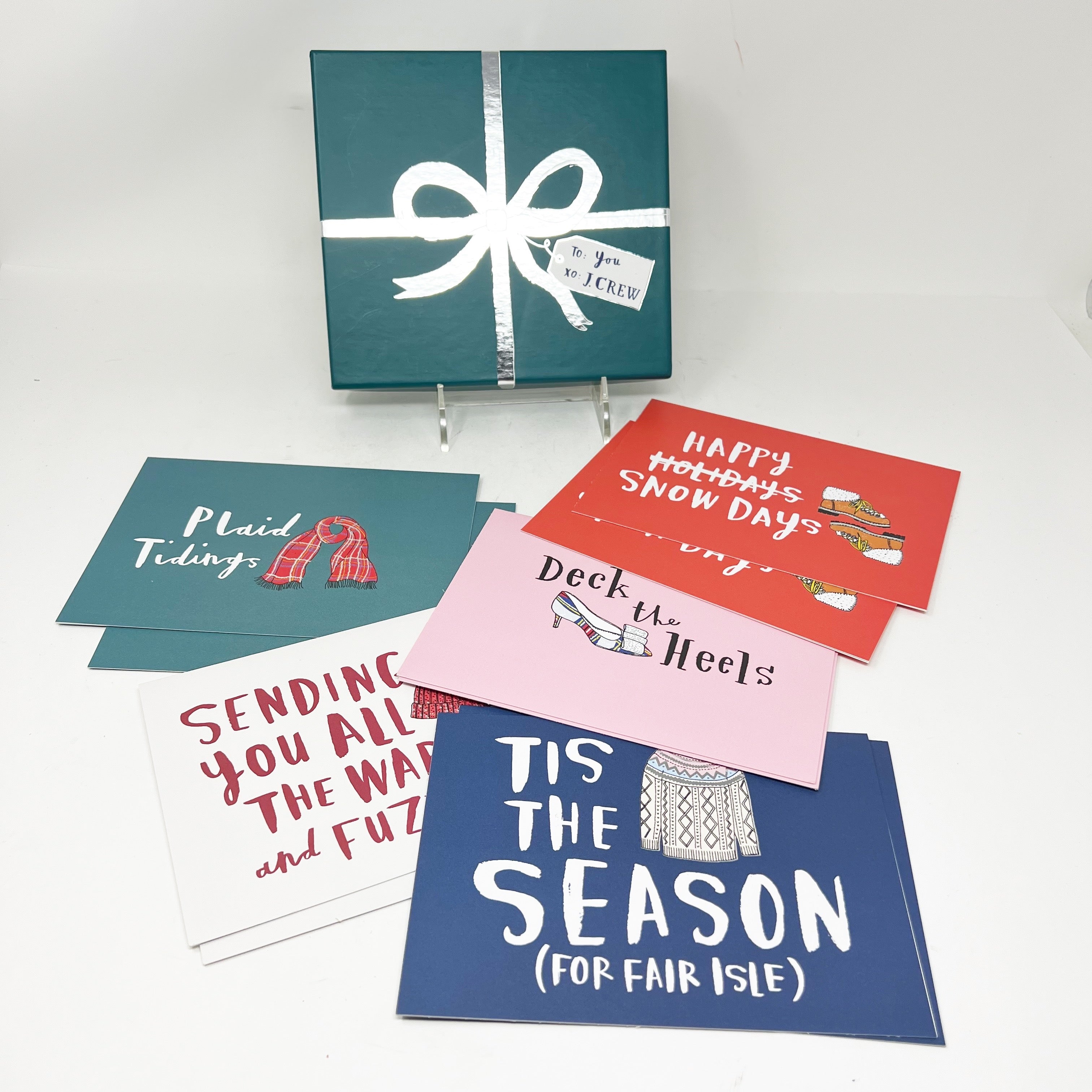 NEW J. Crew Christmas Holiday Winter Greeting Cards Box Set w/ Pen