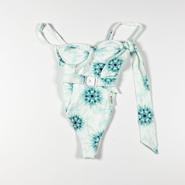 Devon Windsor Swim Freya FullOne Piece Bathing Suit Swim Tie Dye Print Pattern M