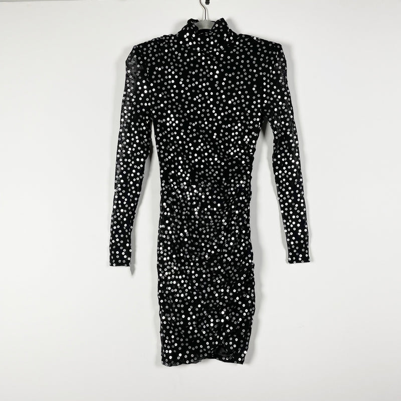 Cinq A Sept Marlene Sequin Sparkle Embellished Faux Wrap Mini Bodycon Dress 2