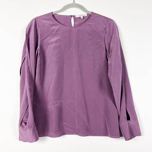 Dorothee Schumacher Silk Chiffon Long Sleeve Lightweight Lilac Purple Blouse M