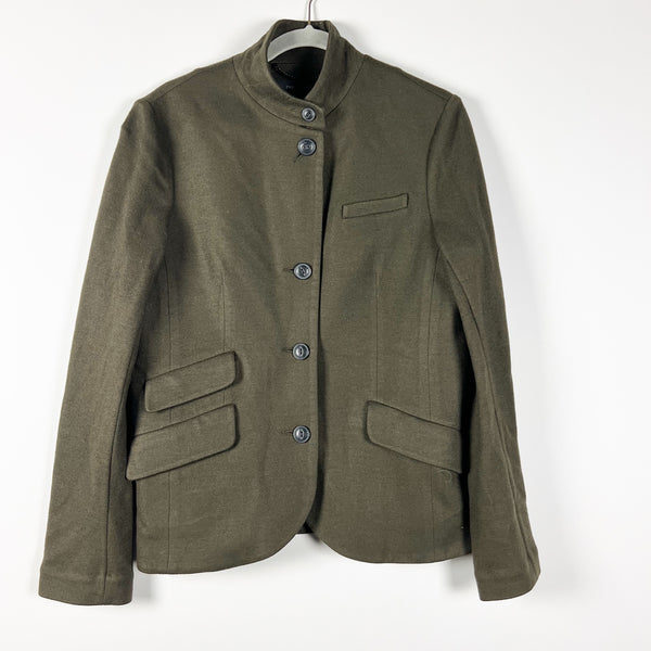 Rag &amp; Bone Slade Wool Fleece Double Pocket Stand Collar Army Green Jacket Large