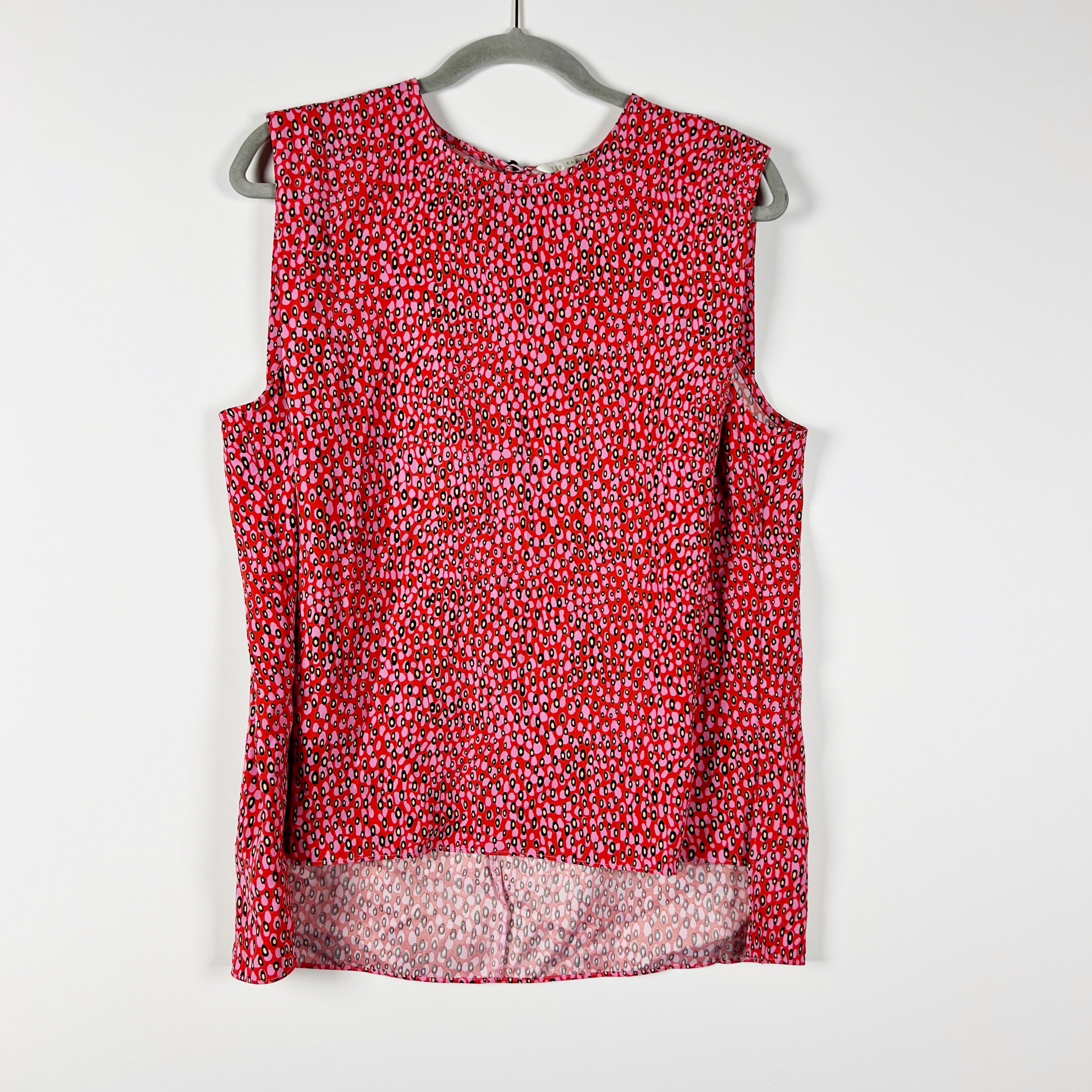 Ted Baker Meika Padded Shoulder Sleeveless Cheetah Leopard Print Boxy Shirt Top