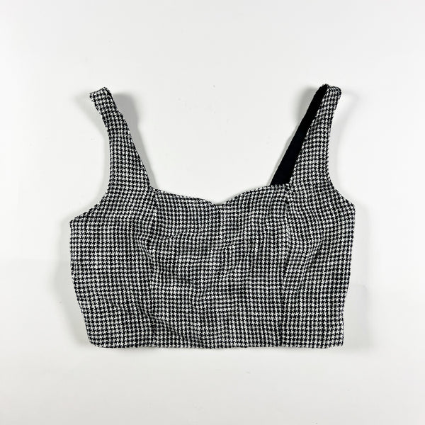NEW Abercrombie & Fitch Cotton Blend Black White Houndstooth Crop Tank Top M