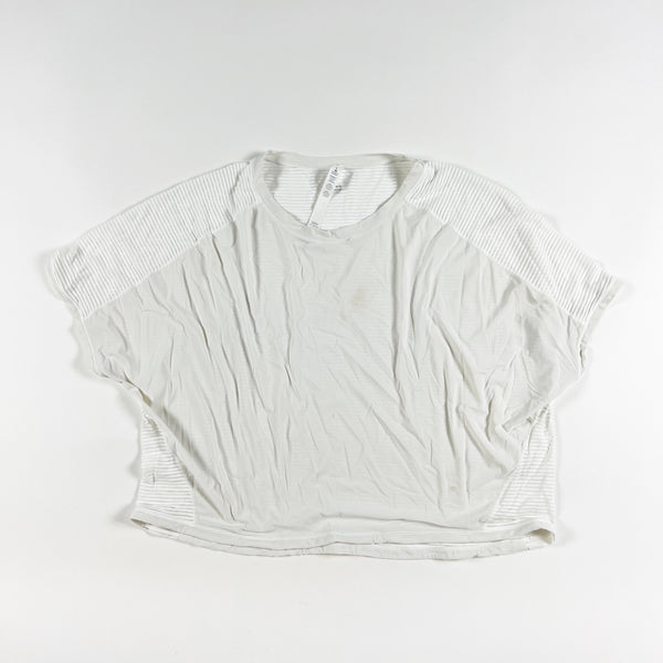 Lululemon Women's Lean In Short Sleeve Crew Neck Semi Sheer White Tee Shirt 6