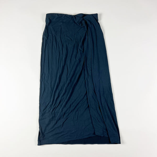 Rag & Bone Christy Modal Knit Stretch Draped Slit Straight Midi Skirt Blue M