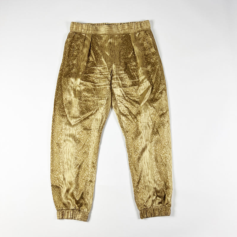 ATM Anthony Thomas Melillo Silk Charmeuse Cracked Paint Print Pull On Ankle Pant