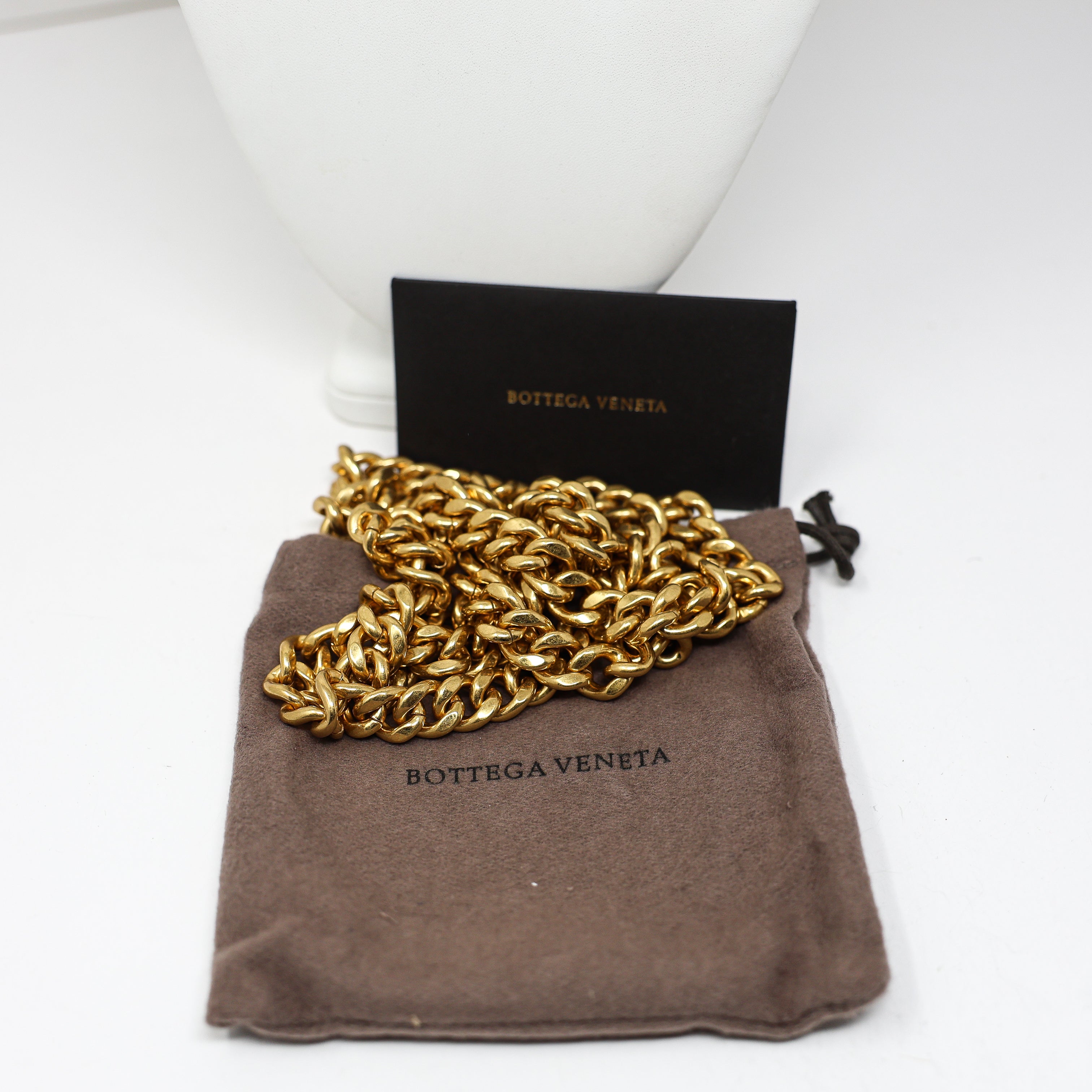 Bottega Veneta Tracolla Ottone Gold Brass Chain Link Purse Bag Removable Strap