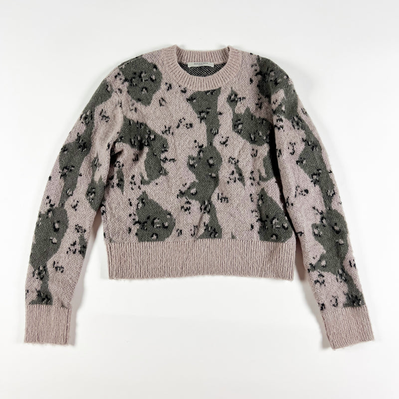 Allsaints Asko Camo Print Pattern Wool Blend Crew Neck Jumper Sweater Small
