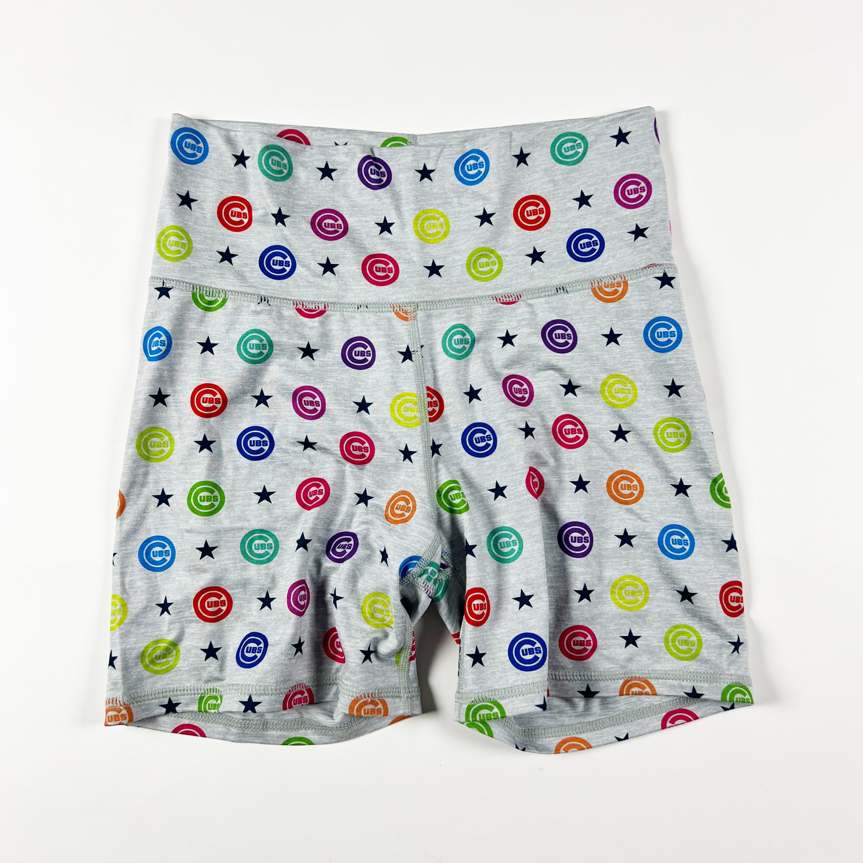 NEW Terez Chicago Cubs MLB Logo Rainbow Print Mini Lounge Bike Shorts M