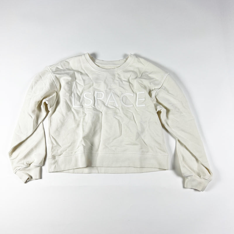L*Space Solo Cotton Terry Logo Embroidered Crew Neck Pullover Sweatshirt Bone