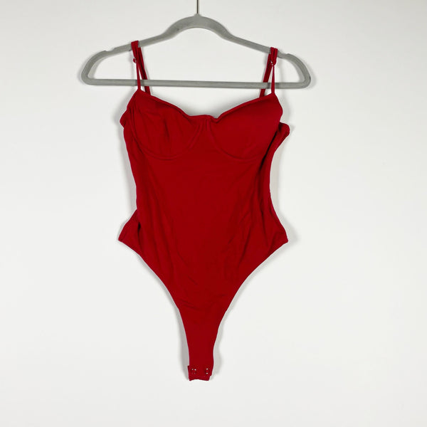 Reformation Stretch Knit Underwire Tank Top One Piece Body Suit Red Small