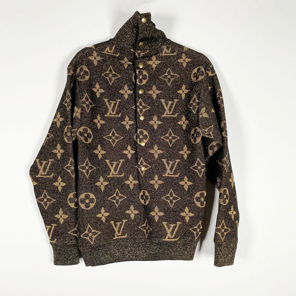 Louis Vuitton Women's Lurex Metallic Monogram Print Pattern Pullover Sweater XS