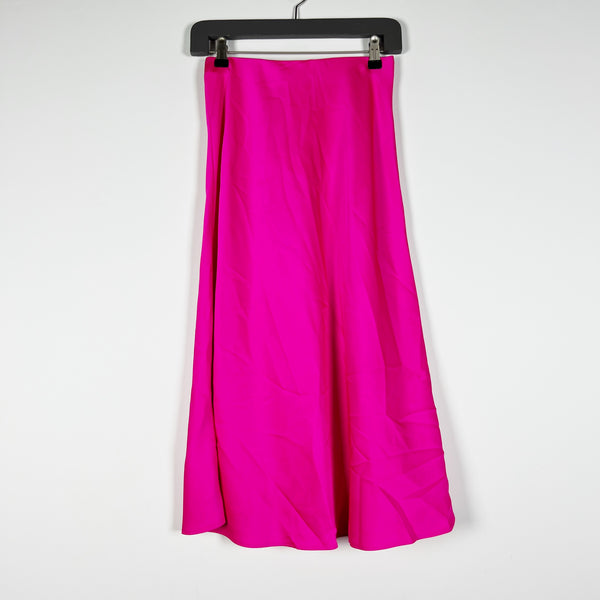 J. Crew Gwyneth Mid Rise Bias Cut Slip Straight Midi Skirt Hot Pink XXS