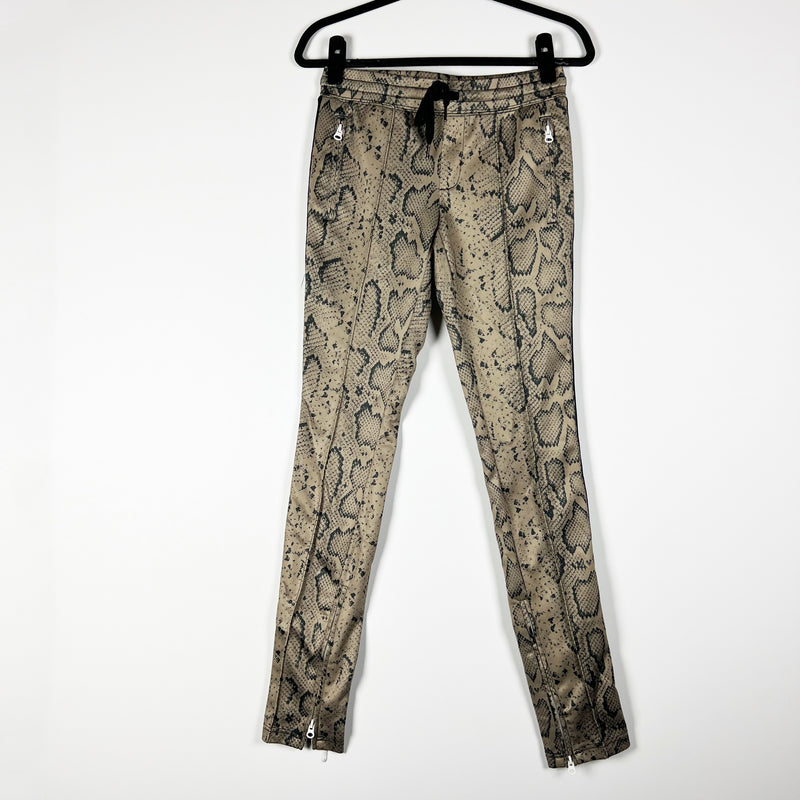 Pam & Gela Snake Python Animal Print Pattern Ankle Crop Zip Trouser Active Pants