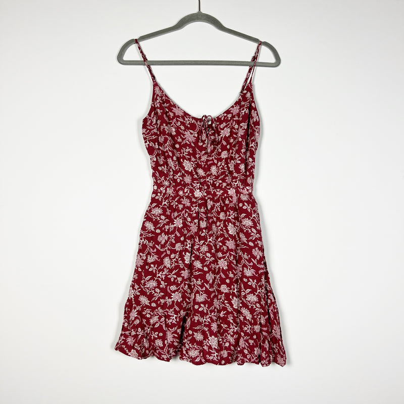 Abercrombie & Fitch Red White Floral Flower Paisley Print Stretch Waist Dress XS