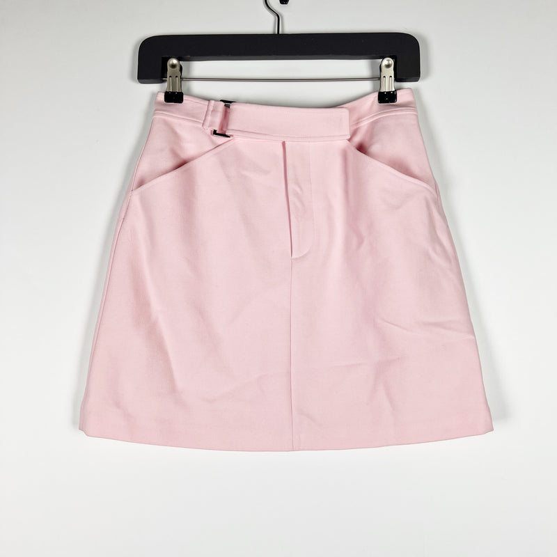 NEW Club Monaco Suiting Belt Buckle Pocket Stamp A Line Mini Skirt Pink 0