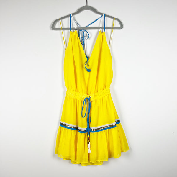 Ramy Brook Bria Yellow Crepe Chiffon Cinch Waist Belted Swim Coverup Mini Dress