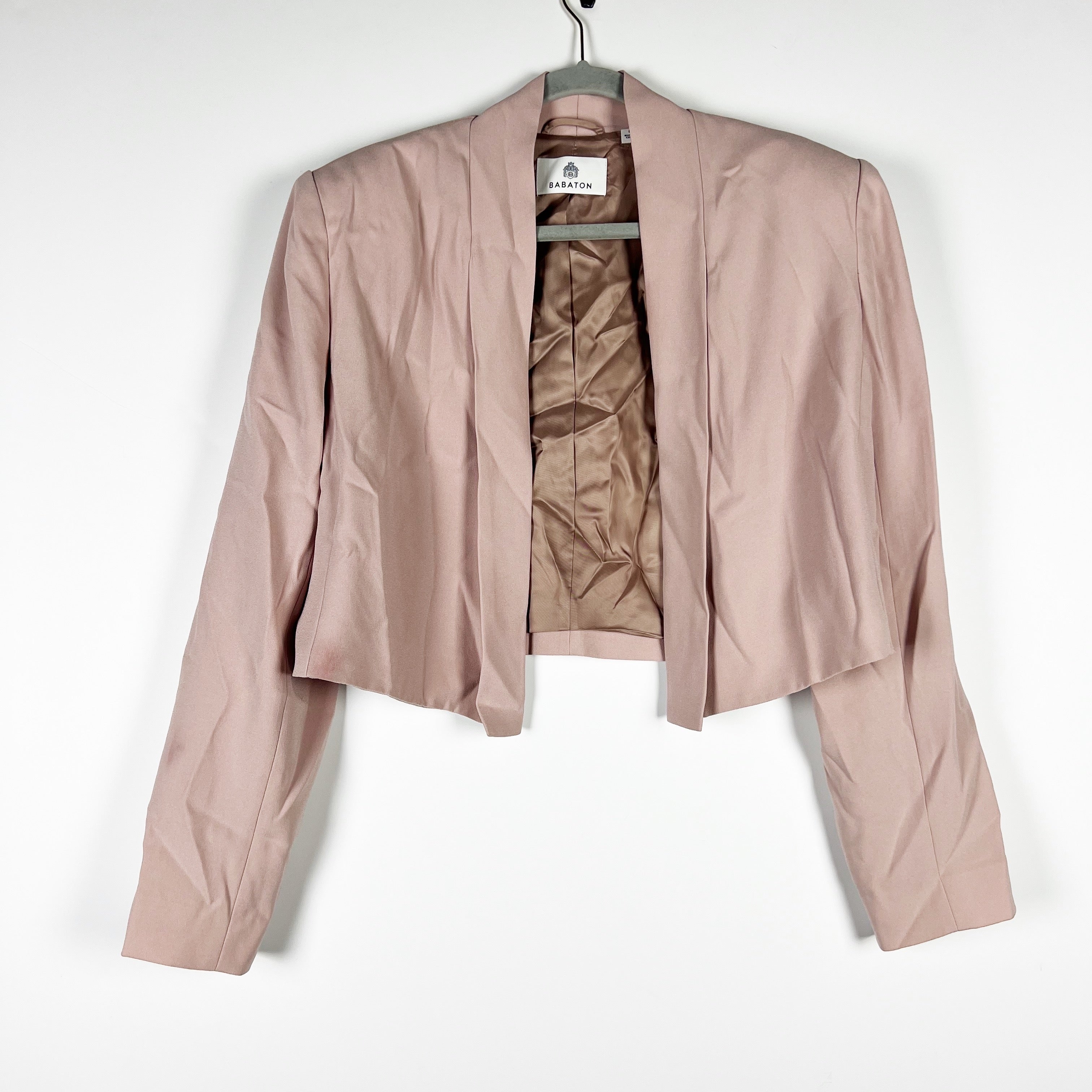 Babaton Aritzia Captain Open Cropped Shoulder Pad Blazer Jacket Kasha Taupe 8