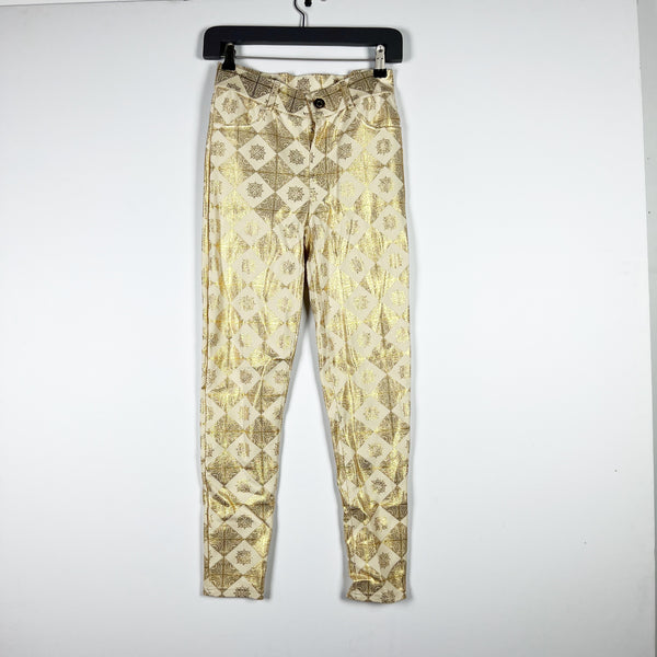 Wizarding World Of Harry Potter Universal Studios Gold Metallic Foil Print Pants