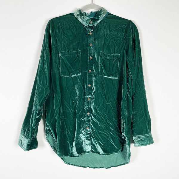 NEW Anthropologie Pilcro &amp; The Letterpress Mara Relaxed Velvet Button Down Shirt