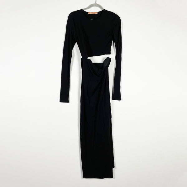 The Andamane Gia Cut Out Jersey Slink Knit Stretch Midi Dress Black Small