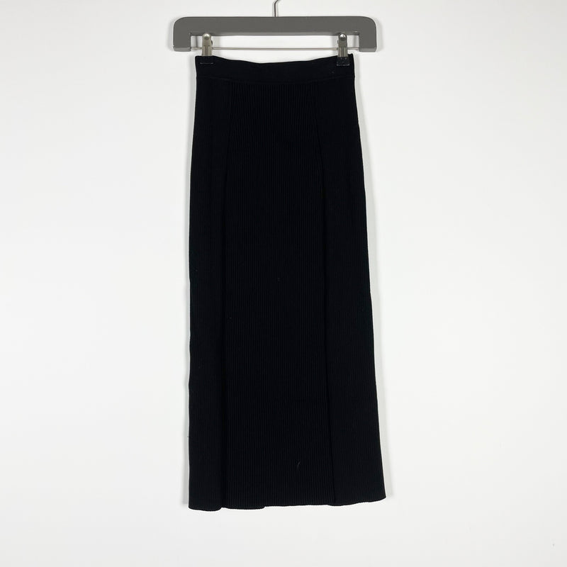 Jonathan Simkhai Ribbed Midi Knit Stretch Side Slit Pencil Skirt Black XS