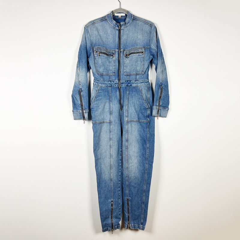 Jonathan Simkhai Cotton Denim Jean Quarter Zip Full Length Jumpsuit Jumper 6