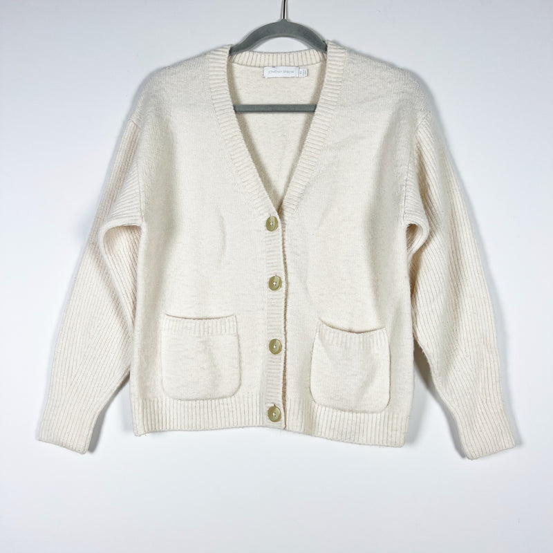 Jonathan Simkhai Wool Blend Stretch Knit Button Front Cardigan Sweater Ivory XS